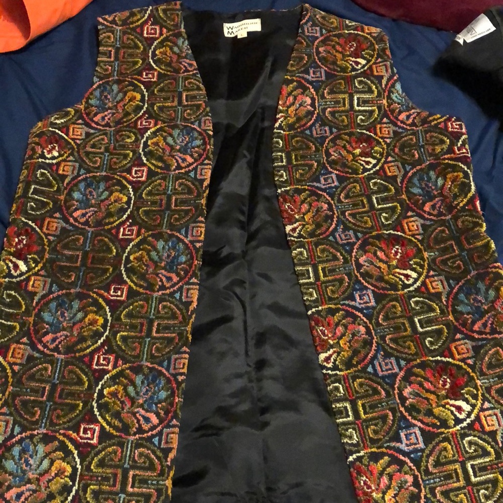 Wardrobe Makers vest with needle point design
